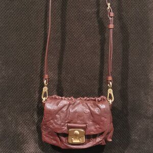 Burgundy/Gold Embossed Lamb Leather Crossbody EUC # 231